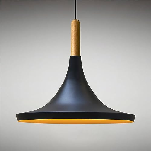 bamyum Genisy Pendelleuchte 31 cm Hängelampe Metall E27 Moderne Innen Esstisch Lampe, Skandinavisch Pendellampe für Schlafzimmer Wohnzimmer Küche, Schwarz Küchenlampe Hängend