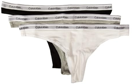 Calvin Klein Strings Femme Lot de 3 Modern Logo Tangas, Multicolore (Black/White/Grey Heather), XXL
