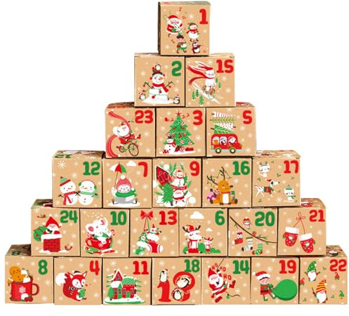 Calendario Dell'Avvento Box 24 Giorni Conto Alla Rovescia Calendario Avvento Vuoto Per Riempirti Da 24 Pezzi Da 3 Pollici Calendario Avvento Kraft Paper 2023 Per Stile Di Fornitura Regalo Natale 2