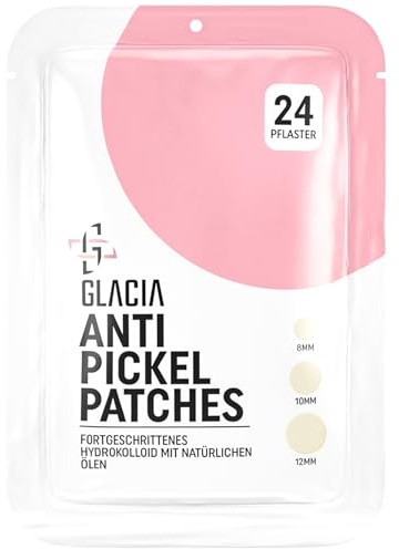 Pickel Patch by Glacia® – 24er Pack Pimple Patches für alle Hauttypen – Hydrokolloid-Pflaster mit natürlichen Ölen wie Teebaum und Calendula für sanfte Hautpflege