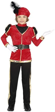 GUIRMA | Disfraz de Paje Infantil (10-12 Años) - Camisa, Cinturón, Gorro y Pantalón - Disfraces para Fiestas y Celebraciones - Ideal para Niños - Rojo