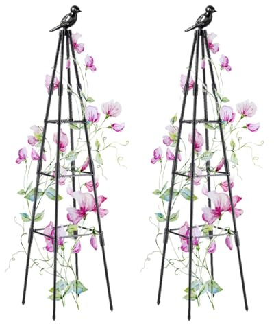 Treillis de Jardin,Lot de 2, 120cm Support de Plantes de Grimpantes pour Plantes en Pot,Fleurs, légumes et vignes,Treillis obélisque de Jardin, Support pour Plantes grimpantes