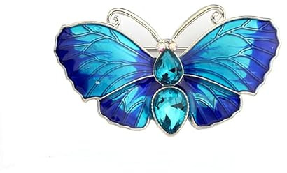 Emaille Blaue Schmetterlings Brosche Strass Kristall Revers Brosche Sicherheitsnadel Butterfly Brosche Pin Kristallbrosche Zubehör für Damen und Mädchen