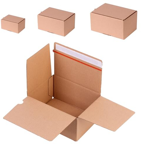 Automatik Faltkarton mit Selbstklebestreifen und Aufreißfaden I optimaler und stabiler Versandkarton für Geschenk, Pakete oder Päckchen I (10, S - 215 x 150 x 115 mm)