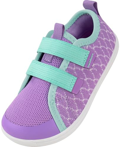 Kids Wide Barefoot Shoes Boys Girls Minimalist School Walking Shoes Trail Running Shoes Walking Sneaker(Purple, 10.5UK Child Wide)