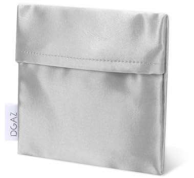 DGAZ Menstruationstasche Damen, Seiden Mini Kosmetiktasche, Gris Perle | Hochwertiger Satin, Elegantes Design