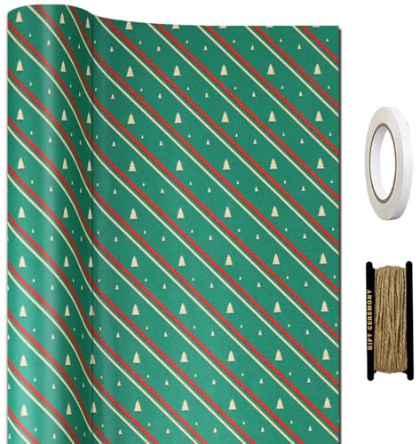 FullJoyHut 43cm x 15M Weihnachtsgeschenkpapier, Geschenkpapier Weihnachten Rollen Kraftpapier Weihnachtspapier Rollen für Xmas Weihnachten Geschenkverpackung