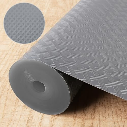BELICOO Schubladenmatte 30 x 610cm, Eva Antirutschmatte Schubladen, DIY Schneidbar Wasserfest Antirutschmatte für Kühlschrank (Grau, Raute, 44.5x610CM)