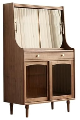 Buffet chinois vintage en noyer noir avec rangement de vin, table console rétro pour restaurant, armoires de rangement de cuisine en bois massif