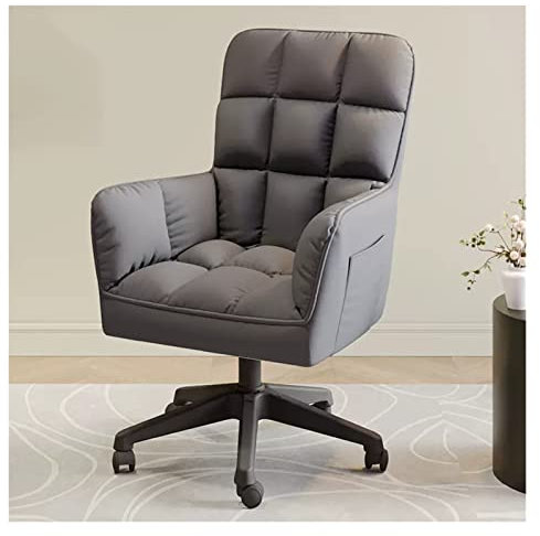 Drehsessel mit hoher Rückenlehne und Rollen für Büro und Wohnzimmer, Grau, 3