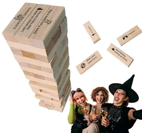 Minis Tumbling Tower - Torre in legno per bere giochi da giardino all'aperto | Blocchi impilabili in legno | Gioco per feste notturne per adolescenti e anziani