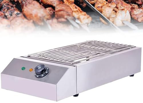 Piastra elettrica da Tavolo, griglia per Cucinare al Chiuso Commerciale con Vassoio raccogli Gocce Pieno d'Acqua e Controllo della Temperatura, Barbecue Portatile Senza Fumo, Riscaldamento rapido