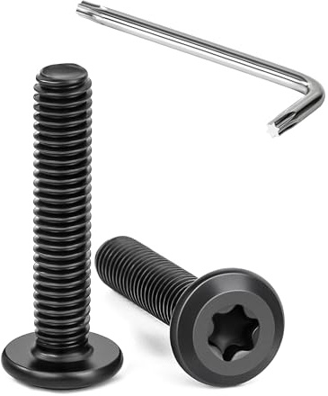 Tunejoy Flachkopfschrauben Trox M6 x 30 mm Schwarz Flachkopf Schrauben Edelstahl A2 V2A Möbelschrauben Innensechskant Vollgewinde mit T30 Inbusschlüssel 20 Stück