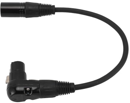 Ausla XLR-Mikrofonförlängningskabel adapter, 90°-vinkel-XLR-uttag till kontaktkabel, självlåsande design, metallkontakt, hög klarhet, brusreducering (30 cm)