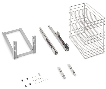 Emuca - Carrello estraibile Supra fissaggio inferiore, chiusura softt, per moduli di cucina di 300mm, Acciaio, Cromato