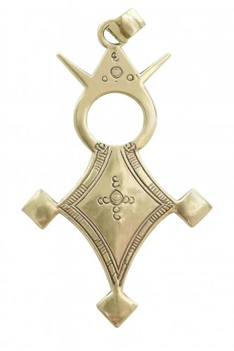 Générique Croix d’Agadez Toua-reg en Argent 925 et Cordon Cuir – Bijou Ethnique Fait Main – Artisanat du Sahara – Gravures Traditionnelles – Cadeau Culturel