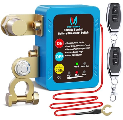MICTUNING Kill Switch Fernbedienung 12V 240A Batterietrenner Isolator Diebstahlschutz Schalter LED Anzeigen Automatische Abschaltung für RV LKW Camper Boot