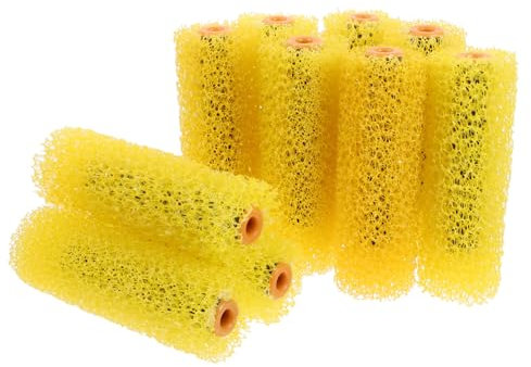 Veemoon 4-inch Textured Paint Roller Covers 10pcs Set, Elastic Sponge Pattern Paint Rollers for Walls and Ceilings, Refillable Drywall Painting Tools for Home and Office Decoration