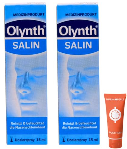 Olynth Salin Nasenspray 2x 15 ml I Reinigt & befeuchtet die Nasenschleimhaut I sanfte Nasenpflege für Babys, Kinder & Erwachsene I bei Schnupfen & Allergien I Spar-Set plus Pharma Perle give-away