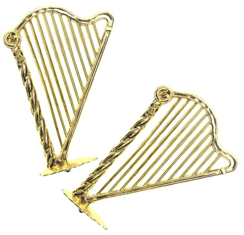 Yardwe 2stücke Miniatur-spielzeugharfe Aus Kunststoff Replika-Musikinstrument Im Maßstab Für Puppenhaus-Dekoration Goldfarben Mini-musikinstrumente Für Innenschmuck