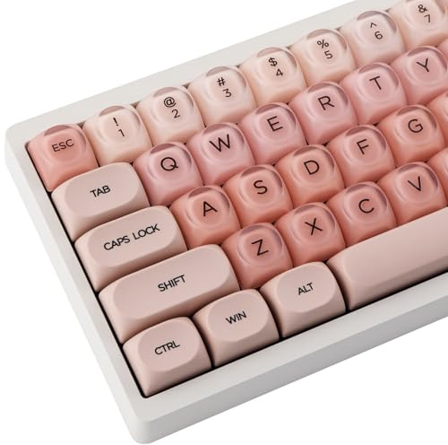 Crystal Jelly Double Shot PBT Keycaps, 132 Keys HOA Profile Translucent Pink Liquid Foundation Custom Keycaps Set for Cherry Mx Switches ISO/ANSI Layout Mechanical Keyboards