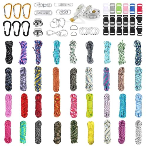 Peelanmall Paracord 550 Nylonseil, Paracord Seil 4mm, Multifarben Parachute Cord Bänder Kit, Paracords Armband, DIY Armbänder Bänder Set, für Schlüsselanhänger, Hundeleinen, Leinen (36 Farben)