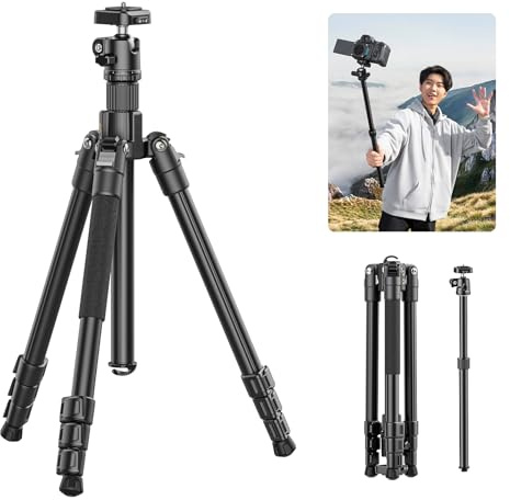 ULANZI TT53 Camera Tripod, 70.8” Travel Tripod for DSLR/Phone, Heavy Duty Fold Portable Stand with 360° Ball Head UKA Quick Release Plate, Lightweight Compact for Photography Vlogging Video Shooting