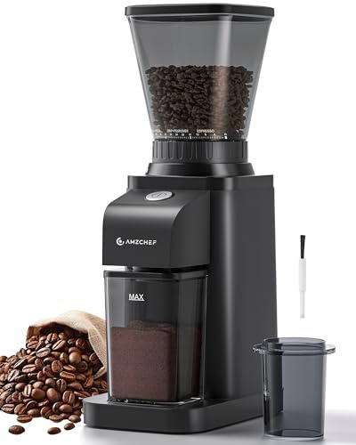 Anti-Static Espresso Grinder with Self-Cleaning Burr, 48 Precise Settings, Coffee Grinder for Home Use, Coffee Bean Grinder with Storage Box & Dosing Cup, Less Mess, More Flavor,Black