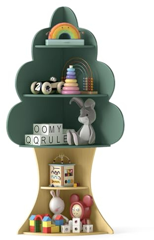 COSTWAY Libreria ad Albero per Bambini a 5 Livelli con Antiribaltamento | Espositore per Libri Angolare Salvaspazio, per Camera da Letto,Sala Giochi e Asilo Nido, 3 +Anni, 48 x 48 x 132 cm