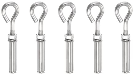 PATIKIL M6x40mm Boulons À Œil Pour Béton, 5 Pcs 304 Acier Inoxydable Ancres D'Expansion Pour Mur En Béton Boulon À Œil Lourd Crochet D'Expansion Pour Fixation Pour Maçonnerie Murale