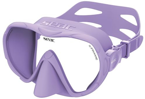 SEAC X-Frame Maschera da Immersione Frameless in Silicone con Monolente in Vetro Temperato | Visione Nitida e Stabilità in Acqua, Volume Ridotto | Per Immersione e Snorkeling – Made in Italy
