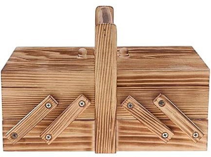 Scomparti for scatole da cucito in legno pieghevoli portatili Cuciture con filo Cucire cestini Organizzatori Scatole di gioielli Forniture for cucire for la casa Cofanetto in legno(Natural)