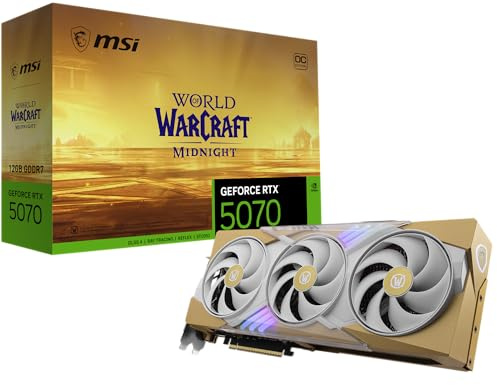 msi Gaming RTX 5070 12G World of Warcraft Midnight Light Edition OC Graphics Card (12GB GDDR7, 192-bit, Extreme Performance: 2625 MHz, DisplayPort x 3 2.1a, HDMI 2.1b, NVIDIA Blackwell Architecture)
