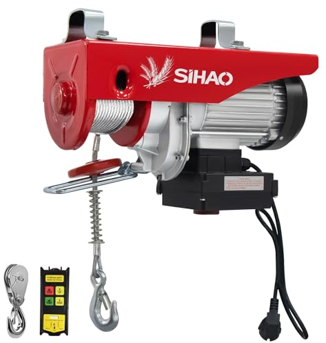Elektrische Seilwinde 220V, 1000kg Tragkraft, 1800W Kupfermotor, Seilzug Motorwinde mit kabelloser Funkfernbedienung, Hebezeug Flaschenzug Seilhebezug Kettenzug für Garage, Lager, Werkstatt und Fabrik