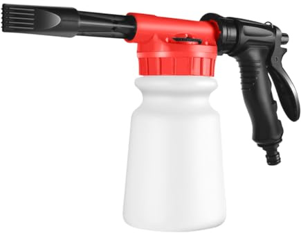 BNGXR Schaumpistole Auto, 1000ML Verstellbare Schaumlanze, 2 in 1 Schaumsprüher, Spritzpistole Schaumkanone für Waschen BewäSserung Werkzeug(rot)