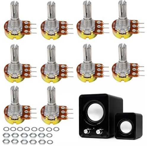 ikBrtaiay 10 Stück 10K Ohm B10K Linear-Potentiometer Mono Linear B10K Einzelpotentiometer WH148 3Pin Dreh-Potentiomete, Lineares Taper Einzelpotentiometer Variable Widerstände