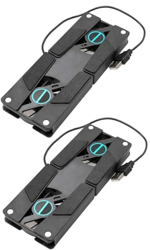 Kisangel Raffreddatore per Laptop Pieghevole 2 Pezzi Doppia Ventola Silenziosa 12db in Abs, Supporto Ventilato Nero per Uso Ufficio e Gaming