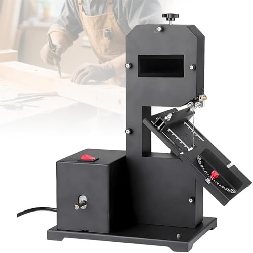 LQQYJSM Sierra Cinta Sobremesa Profesional para Pequeños Talleres 800 W, Juego Hojas Sierra Cinta para Carpintería, Versiones Estrecha Y Ancha, Cortes Biselados 0 A 45° | para Madera Dura Y Blanda