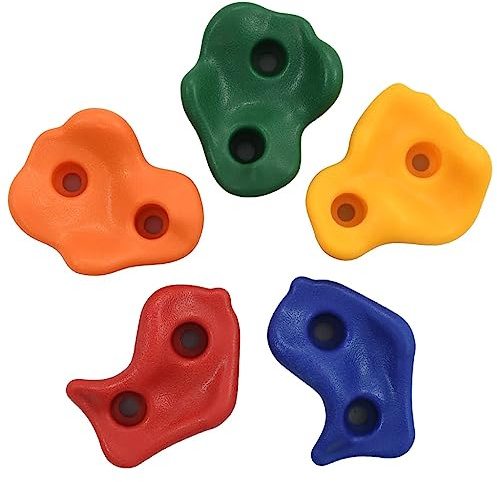 QUAHEAS 40 pietre da arrampicata in polietilene, multicolore, per bambini, accessori da arrampicata per esterni, con viti per giardino, attrezzi da gioco per allenamento, forza e equilibrio