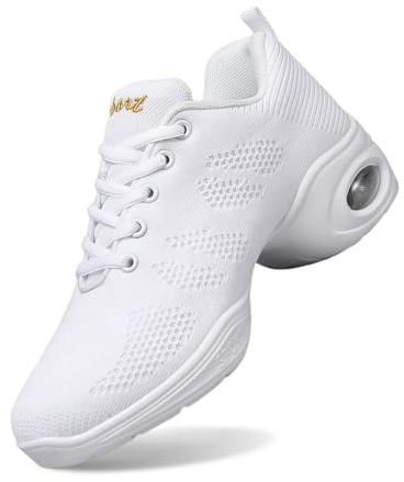 Sportiga jazzdansskor med snören, luftkuddar, fitness, sneakers för mångsidiga aktiviteter, ren färg, lämpliga för vardagen, resor, fritid