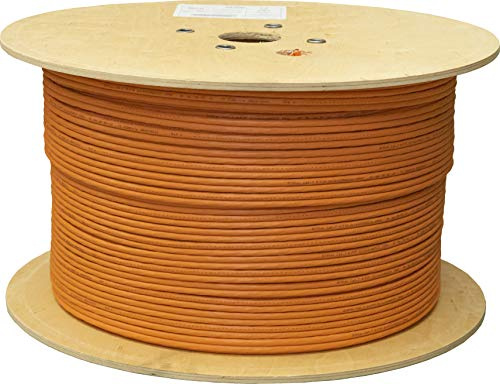 BIGtec 500m CAT.7 Verlegekabel Netzwerkkabel Duplex LAN Kabel Installationskabel Verkabelung Datenkabel CAT7 CAT 7 Gigabit BauPVO Eca orange 2x4x2xAWG23