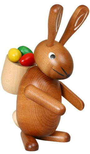 Rudolphs Schatzkiste Osterdekoration Osterhase mit Korb bunt HxB 11x5cm NEU Osterdeko Osterhasenfigur Ostern Korb Dekoration Osterei Frühling Erzgebirge Seiffen Hase Blumen