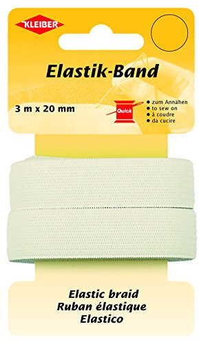 Kleiber – 71073 elástico de Banda/Cinta elástica Ancha, 72% poliéster; 28% Goma, Color Blanco, 300 x 2 x 1 cm