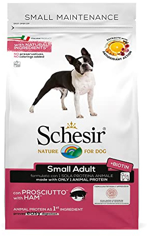 Schesir Dog Small Maintenance skinka, hundmat torr för små hundar, påse, 2 kg