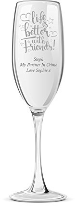 Gift For Friend Personalised Engraved Champagne Prosecco Glass Flute