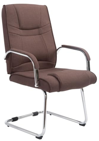 CLP Silla Cantiléver Attila Tapizada En Tela & con Base De Metal I Silla De Conferencia con Reposabrazos Color:marrón