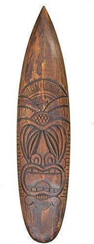 Interlifestyle Tiki surfbräda 100 cm Im Maui Hawaii stil surfplatta träpanel påskön