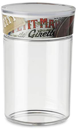 Omada Design Dose für die Küche von 1 L aus Kunststoff mit luftdicht verschlossenen Behälter, mit einer Dichtung. Das ist ein Behälter für Salz, Zucker, Made in Italy, Linea Plexart, Vintage Signs
