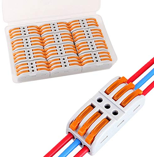 QitinDasen 12Pcs KV313 Leva-Dado Cavo Connettore, 3 in 3 fuori Bilaterale 6 Porte Connettore Conduttore Compatto, Morsettiera Cavo Connettore Molla Rapido