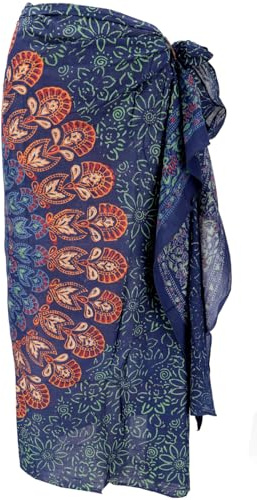 GURU SHOP Leichter Mandala Pareo Schal, Sarong, Handbedrucktes Baumwolltuch, Wandbehang - Modell 6, Herren/Damen